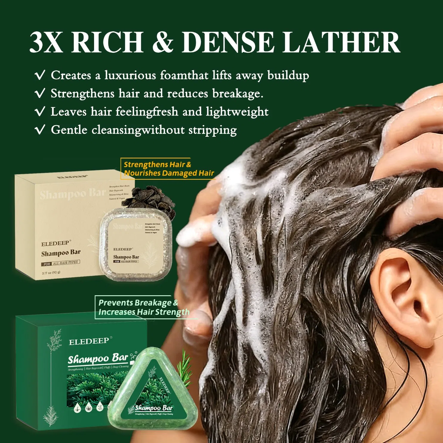 Usmannia Grass Shampoo Bar Herbal Solid Bar Shampoo Soap for Strengthen The Hair Roots Prevention & Moisturizing