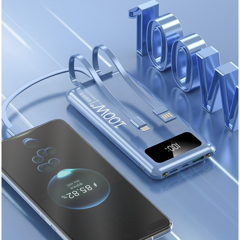 100W Super Fast Charging 20000mAh Power Bank with Built-in Cable