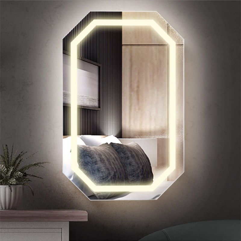 Hanging Dressing Mirror Home Smart LED Light Jewelry Cabinet
