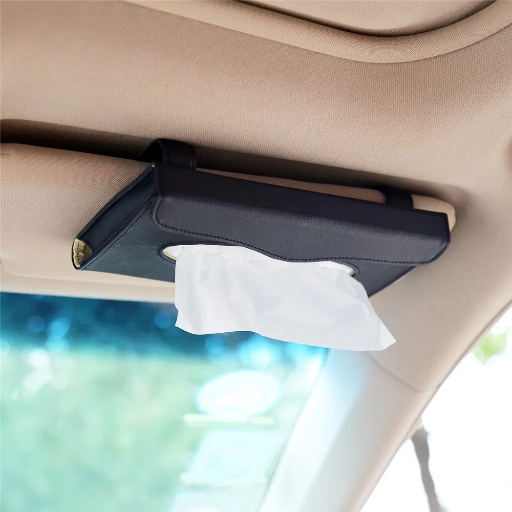 Sun Visor Tissue Holder PU Leather Car Napkin Holder Car Visor with Tissue Holder