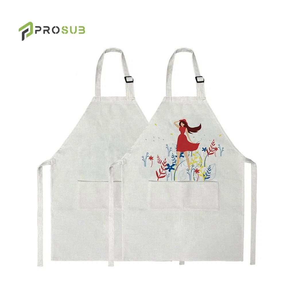 Prosub Sublimation Blanks Apron Logo Customized Kitchen Chef Cooking Salon Adiystable Linen Adult Kids Sublimation Aprons