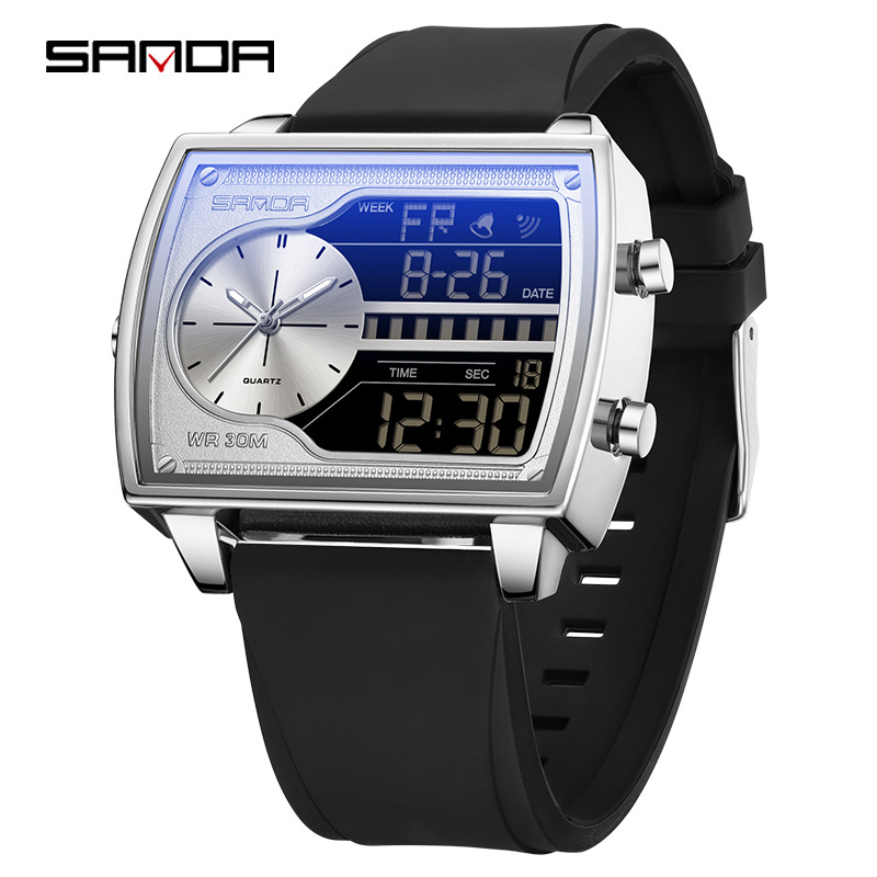 Square Cool Men's Watch Waterproof Luminous Multifunctional Commuter Electronic Wristwatch