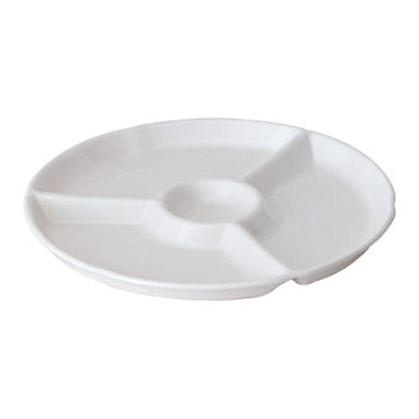 4-Divided Round Dish Melamine Plate Imitation Porcelain Material Side Dish