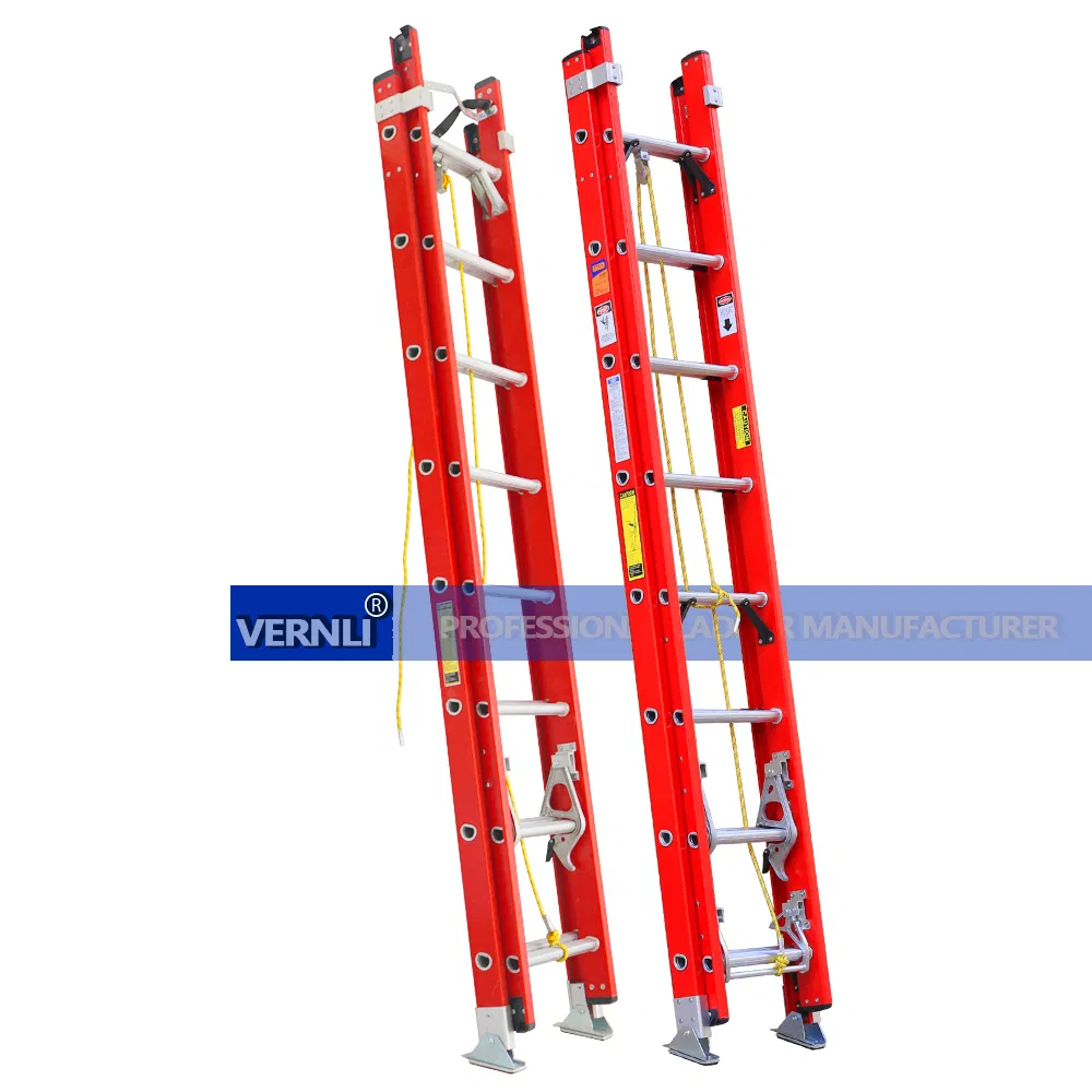 Factory Direct Sale 16 20 24 28 32 36 40 Step Fiberglass Extension Ladder