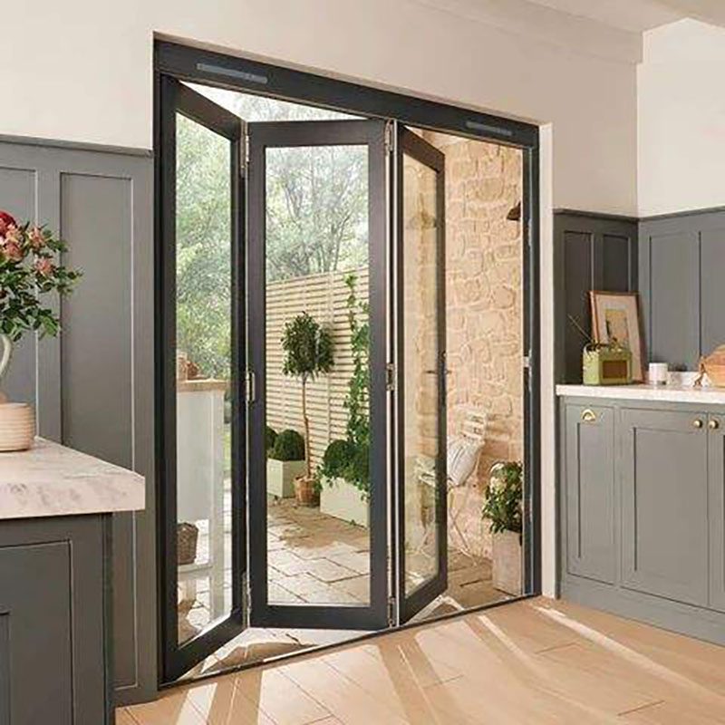 Modern Glass Folding Door Aluminum Frame with Soft-Close Bi-Fold Panels for Noise Reduction