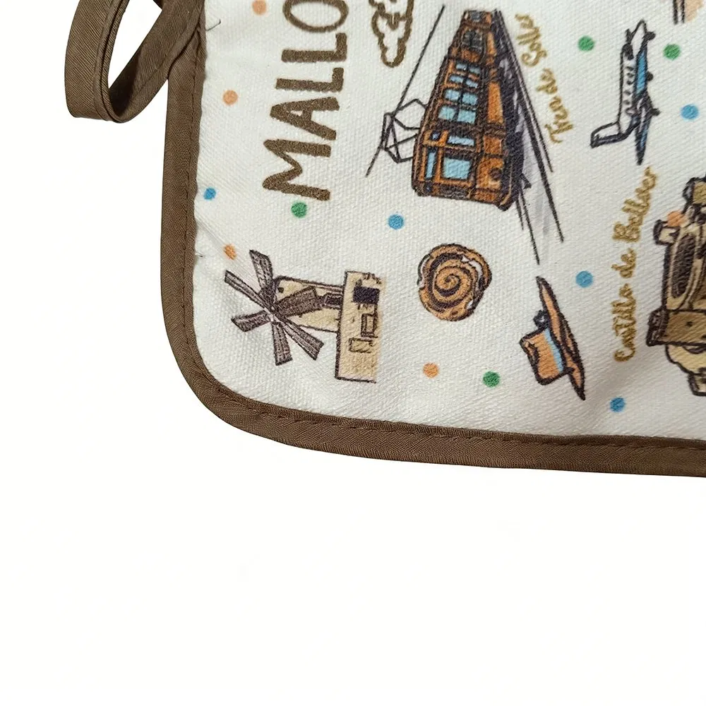 Esun Extra Thicken Long Printing Kitchen Cotton Non-Slip Oven Gloves for Cooking