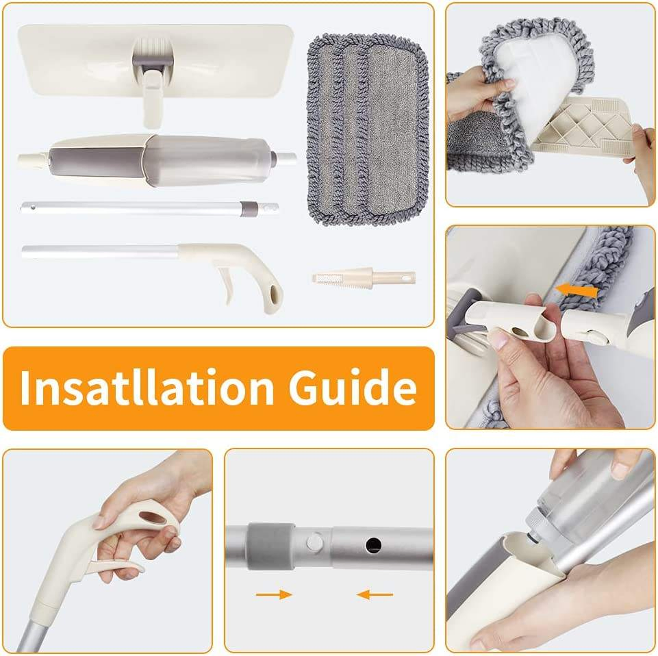 Microfiber Spray Wet Dry Hardwood Kitchen Floor Mop with 360 Degree Swivel Head