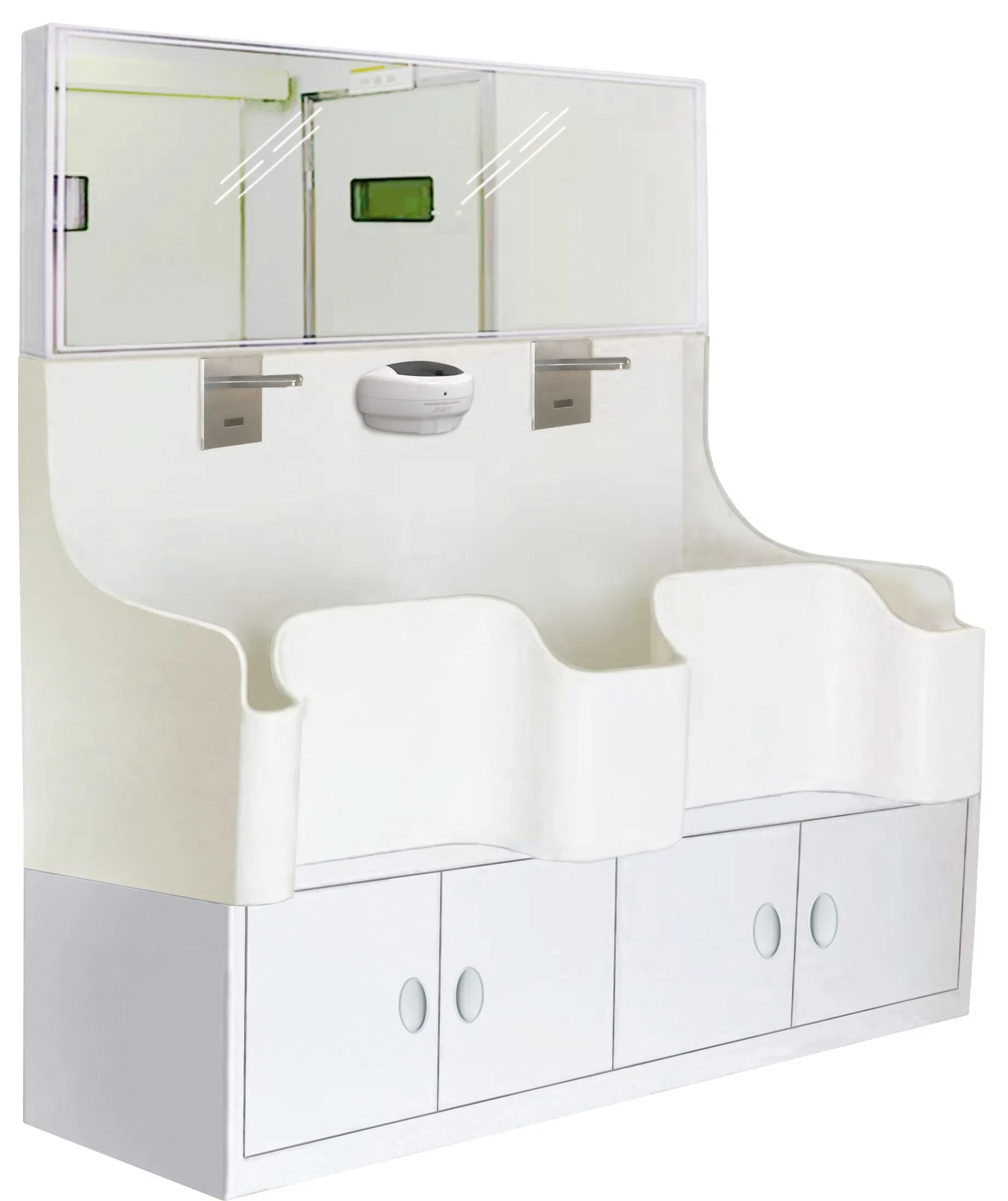 Hospital Scrub Sink Acrylic Solid Stone Surface Medical Sink with Cabinet