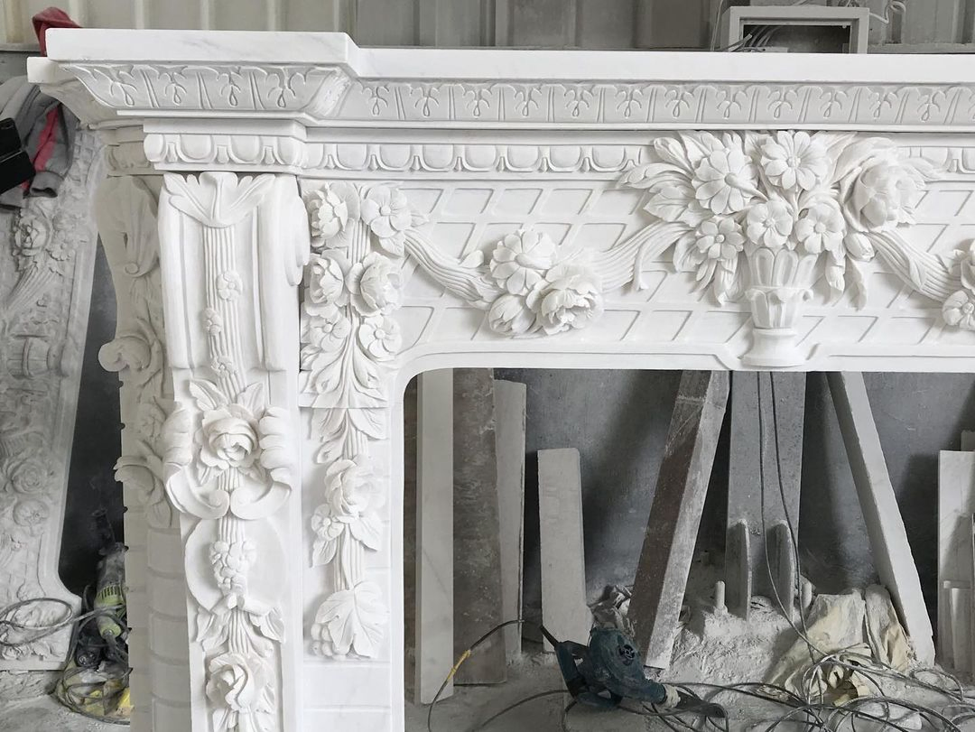 Modern Design Marble Fireplaces Mantel Surround Carving Fireplace