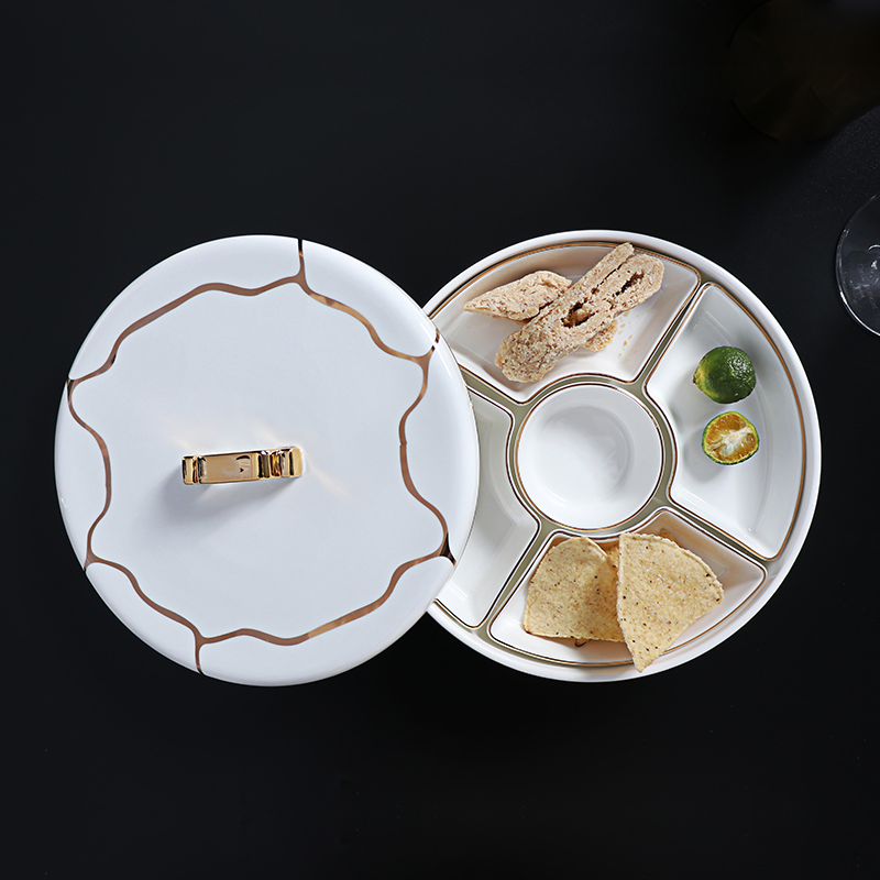 Luxury Bone China Divided Plate Cake Dessert Display China Plate