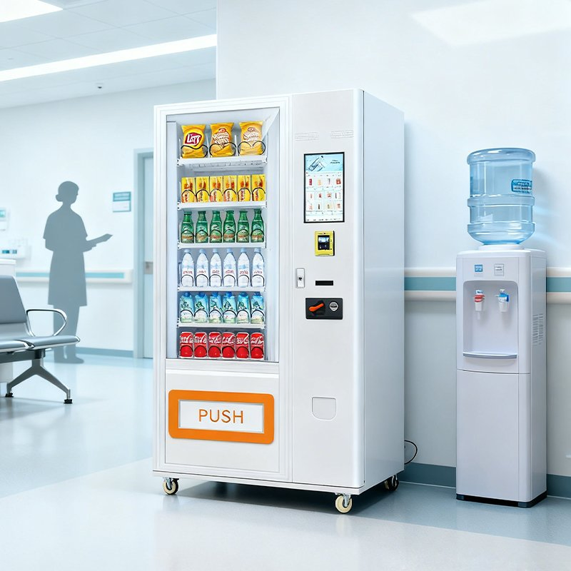 Compact Glass Front Beverage and Snack Vending Machine with Cash Coin Card Payment