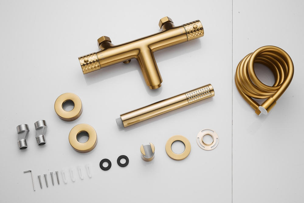 Chanda High-End New Style Gold Brush Thermostatic Bath Shower Bathtub Faucet