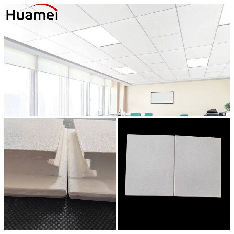 Acoustic Fiber Glass Wool Ceiling Panels Suspended Soundproof Ceiling Tile