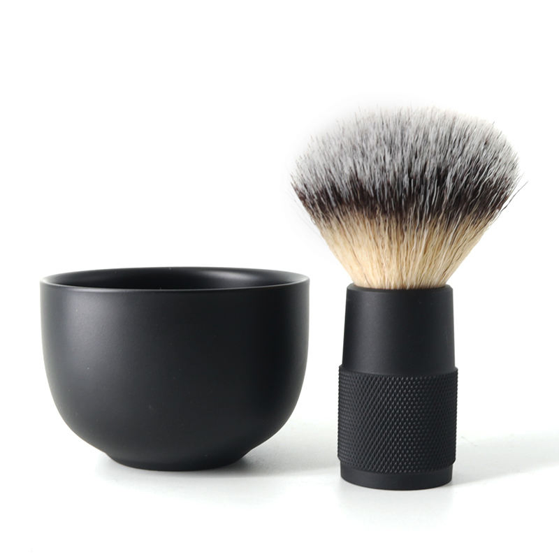 Wholesale Black Silver Shaving Brush Bowl Stainless Steel Beard Grooming Cup Shaving Bowl