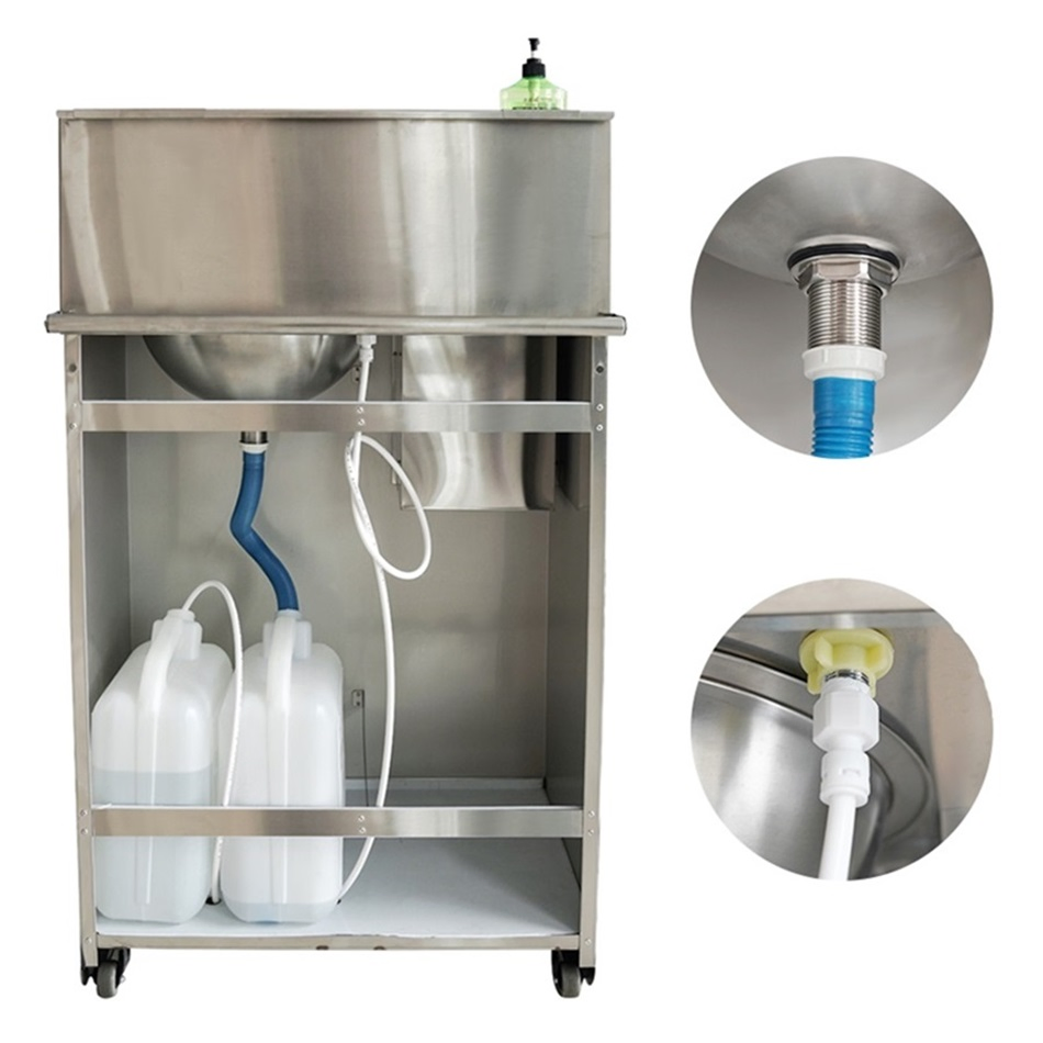 Removable Stainless Steel Wash Basin Metal Sink with Trash Bin Suitable