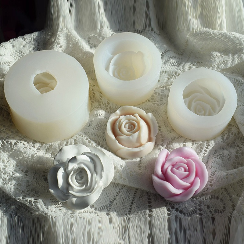Silicone 3D Handmade Colorful Flower Shape Rose Carving Soy Wax Aromatherapy Scented Candle