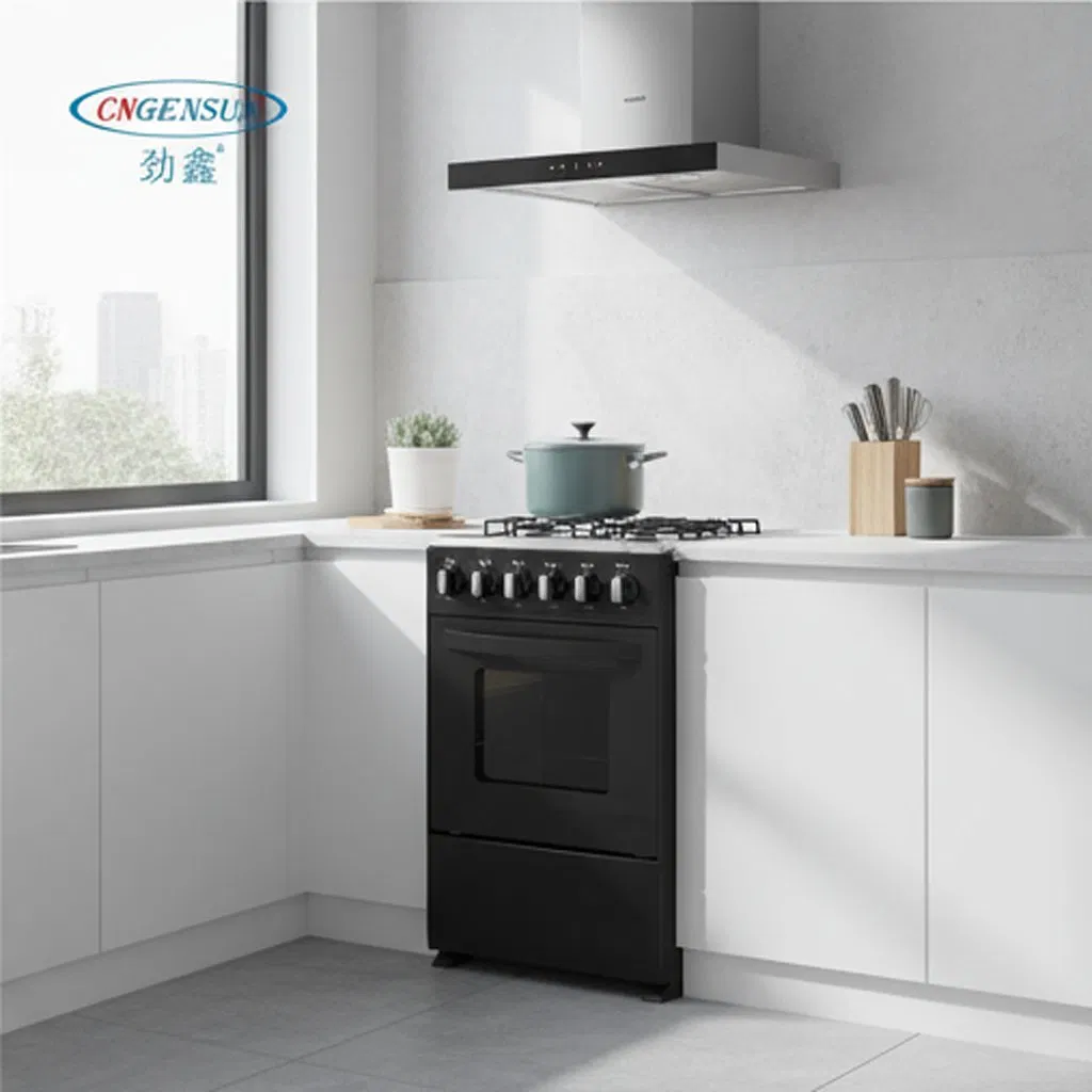 Premium 20-Inch Black 4-Burner Gas Oven for Home Cooking