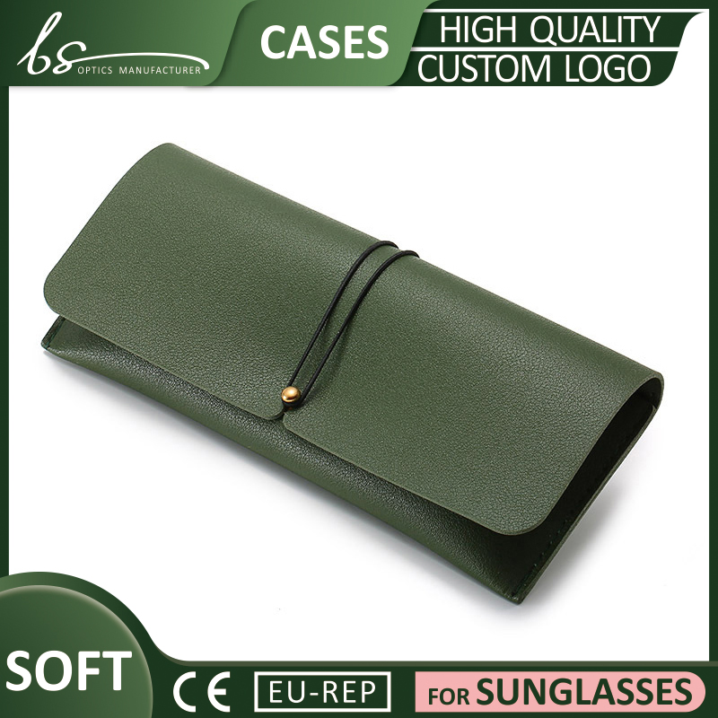 Wholesale Custom PU Leather Eyewear Sunglasses Case with Elastic String