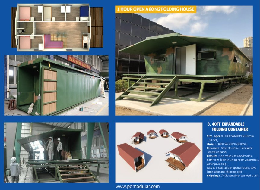 2019 Newest Largest Prefabricated Modular Expandable Folding House and Apartment