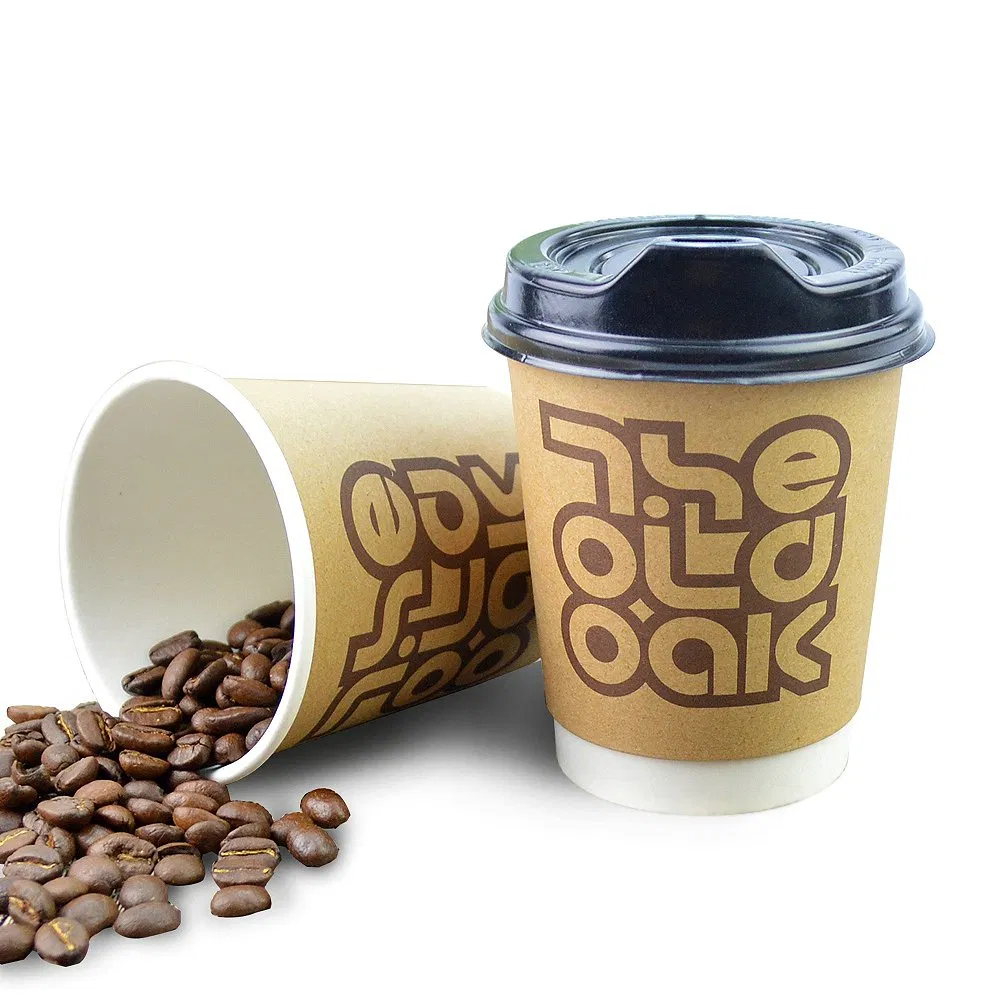 Custom Printed 12oz Double Wall Paper Cup Disposable Hot Drinking Coffee Paper Cups with Lids
