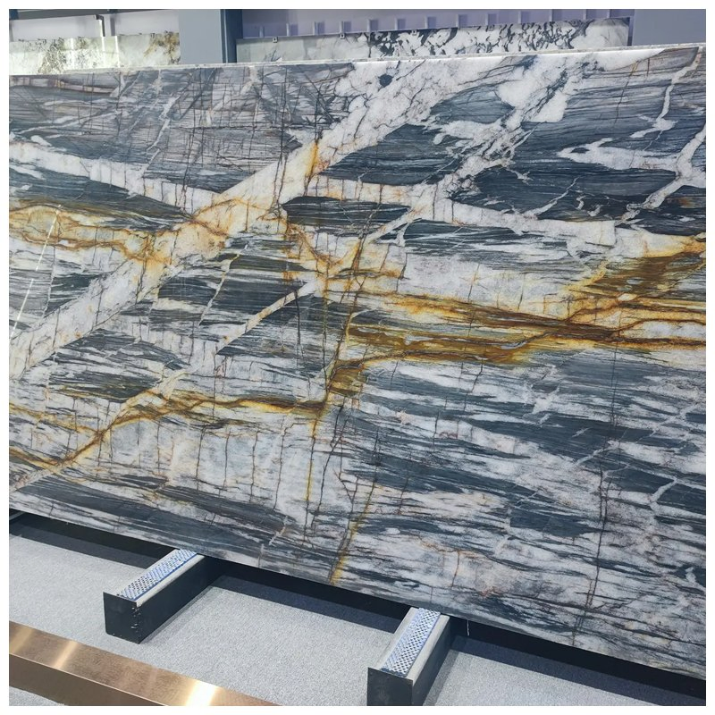Luxury Backlit Black Cristallo Midnight Quartzite Slabs