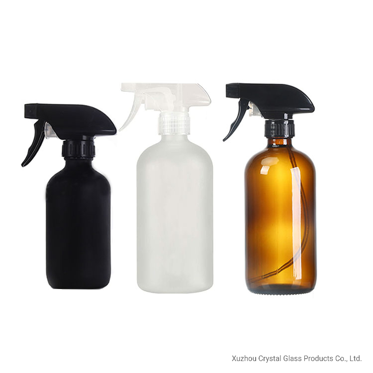 Wholesale Room 500ml Clear Amber Black Frosted White Boston Glass Spray Bottle