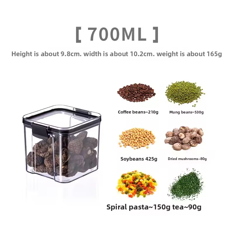 Wholesale Kitchen Transparent Clear Fridge Airtight Plastic Food Grain Storage Jar Box Container for Snack Dried Fruit