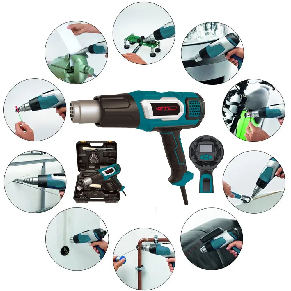 Heat Gun 2000W Variable Temperature Control 60-600º C Digital Precision Dual Temp-Settings Hot Air Gun Kit with LCD Display (HG029-S)