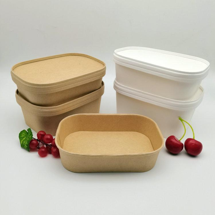100% Eco Friendly Paper Disposable Box Biodegradable Food PLA Laminated Rectangle Paper Box