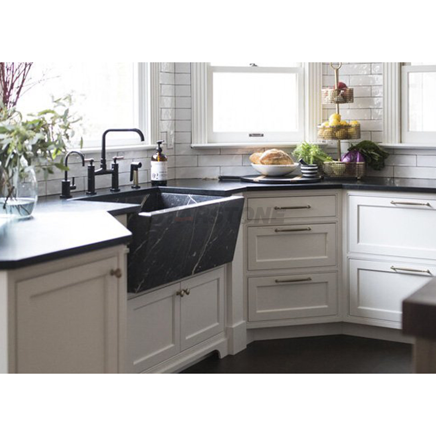 Starstone Black Marquina Custom Marble Sink Basin Powder Room Vanity Bathroom Kitchen Washbasin Rectangle Double Sink Marble