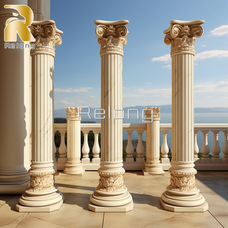 Luxury White Marble Stone Carving Column Pillars for Villa Decor