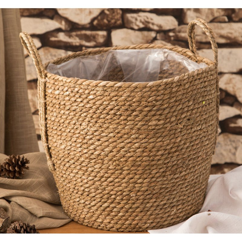 Плетёная корзина-кашпо для цветов в европейском стиле