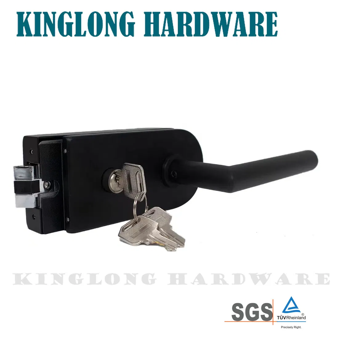 Matte Black Round Shape Glass Door Lock with Handle