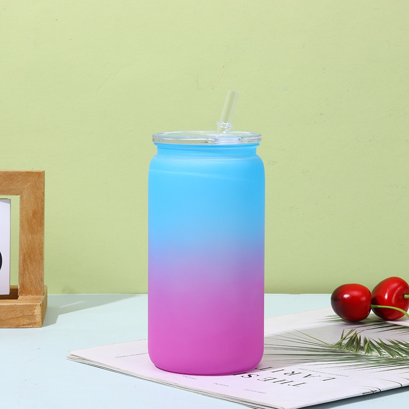 Градиентные стаканы 16oz с крышкой и трубочкой