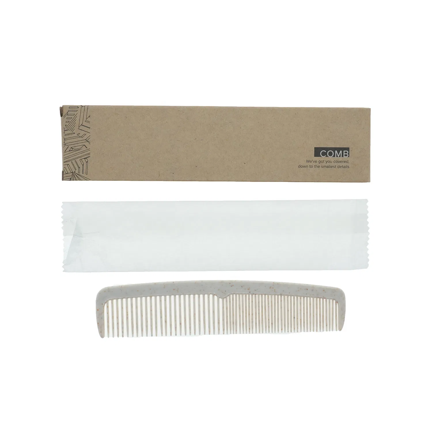 Disposable Wheat Straw Comb in Kraftbag with Hotel Amenities for Guest Room