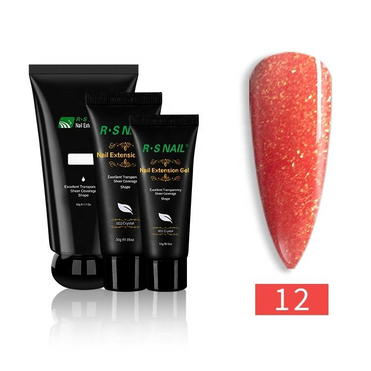 Free Samples RS Nail Ransheng Factory Offer Soak off Easy to Use Long Lasting Nail Extension Gel Pearl Glitter Gel
