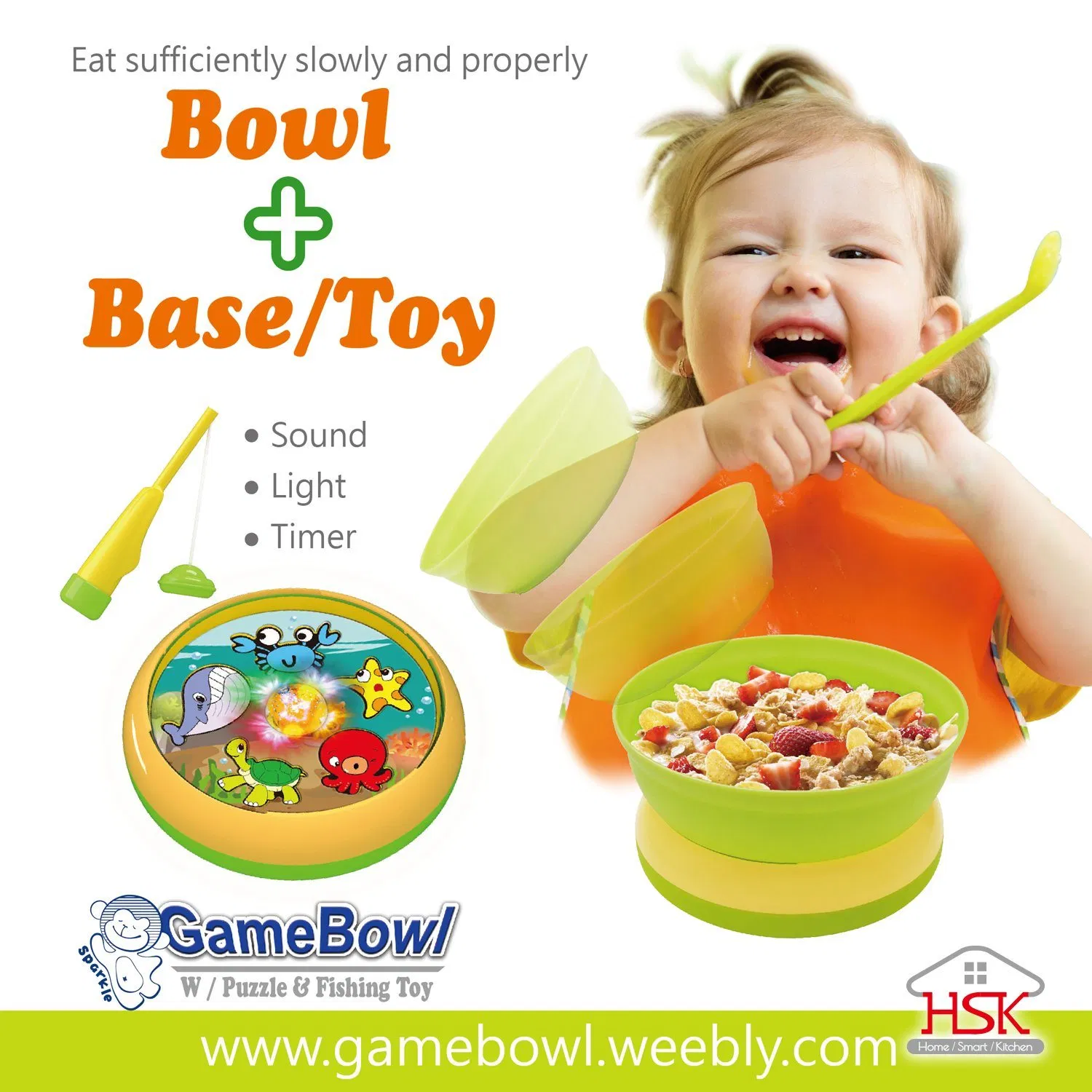Kids Eating Bowl Puzzle Finishing Music and Light Toy
