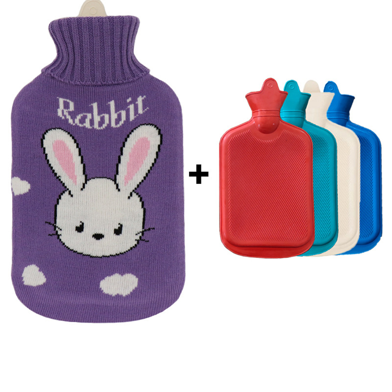 Hot Water Bottle with Cover for Kids Children Baby Cute Animal Shape Winter Warm Plush Water Injection Hot Water Bottles