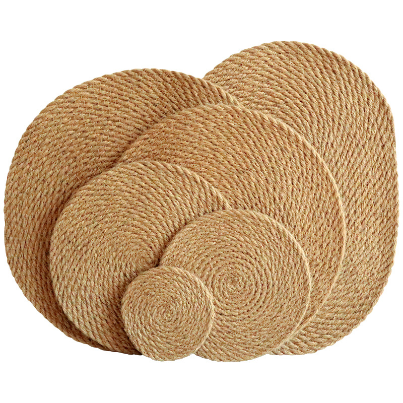 Round Linen Table Mat for Household Table Cup Mat