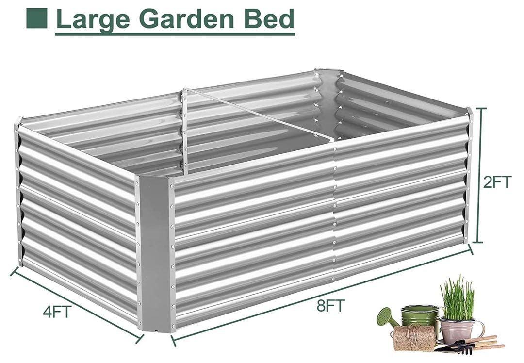 2FT High Metal Vegetable and Flower Galvanized Raised Garden Bed Kit