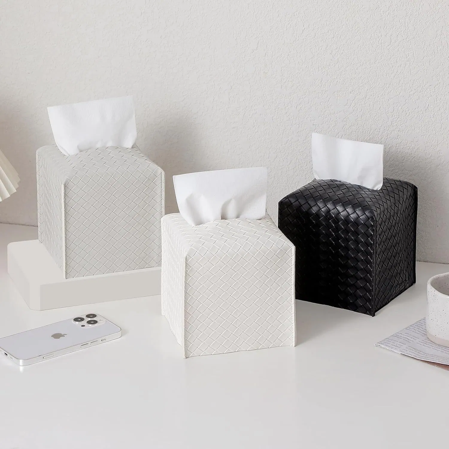 Hot-Selling Home Bedroom Living Room PU Woven Tissue Box