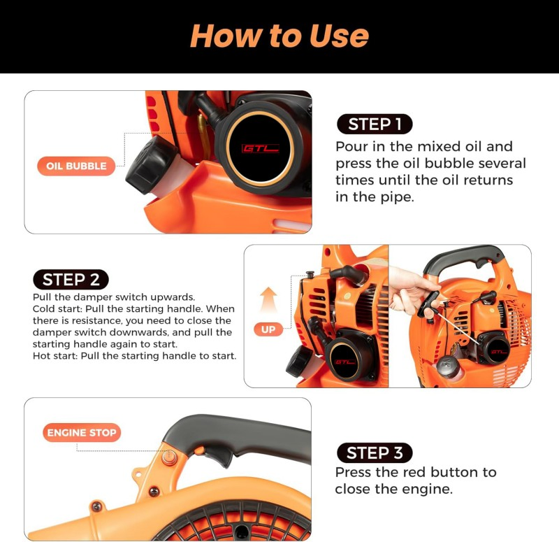 25.4cc 2-Stroke Single Cylinder Engine Handheld Leaf Blower (EB260LDP)