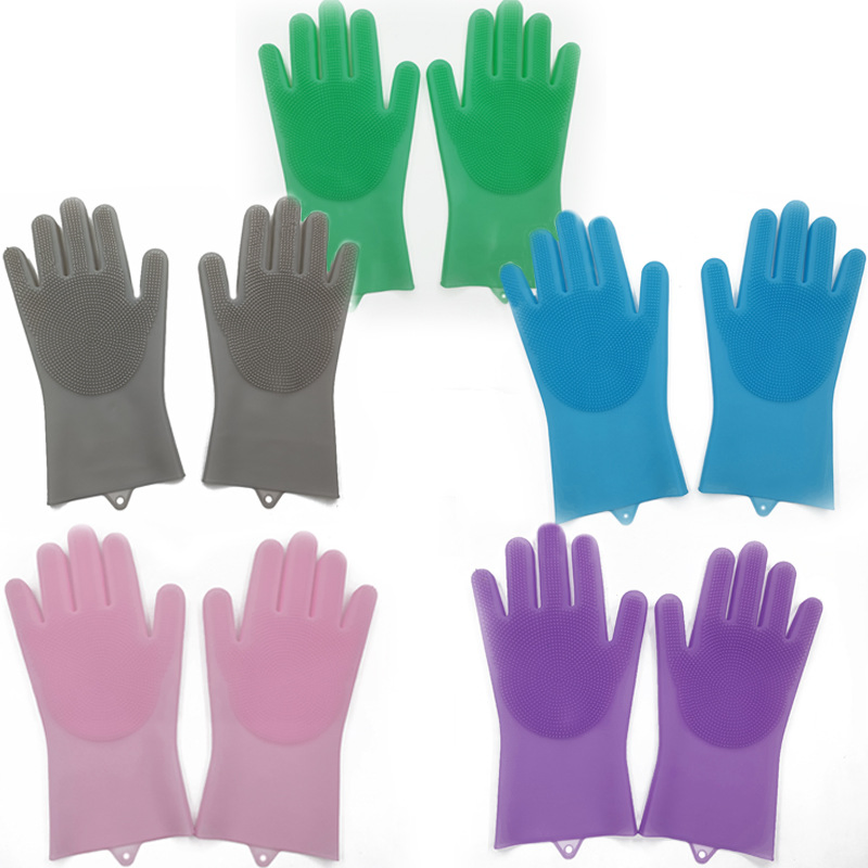High Quality Reusable Silicone Gloves with Wash Scrubber