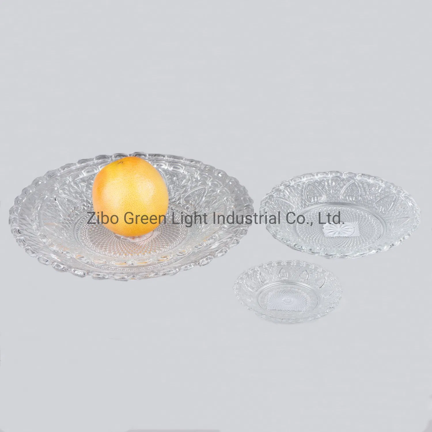Hot Sale Home Kitchen Glass Plate with Embossed Design Glass Dish