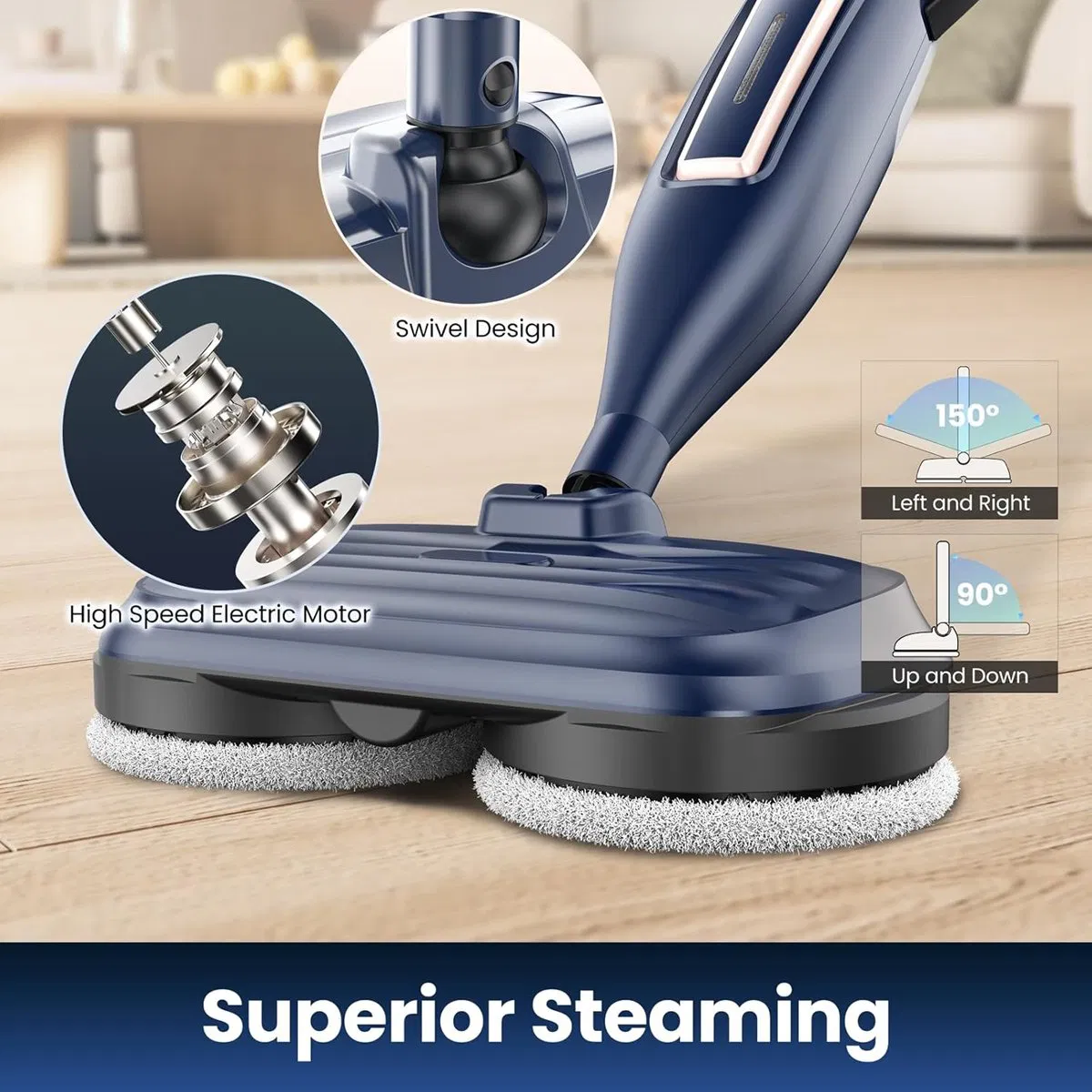Steam Mop Cleaner with Rotating Mop Pads
