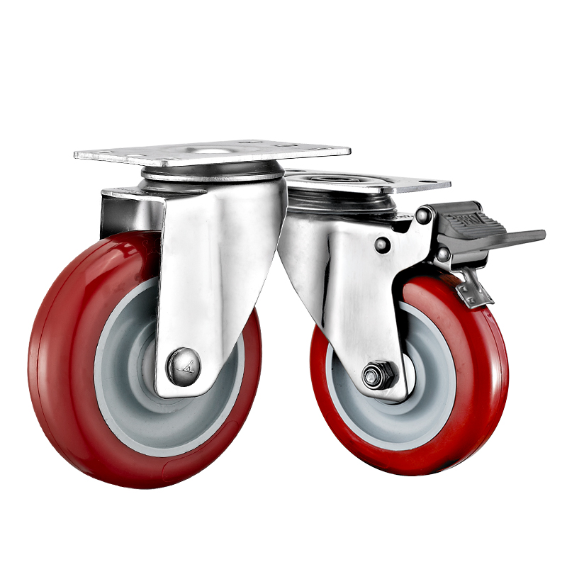 3"4"5" Stainless Steel High Quality PU Wheels Anti-Rust Trolley Caster Wheels Rust-Resistant Casters