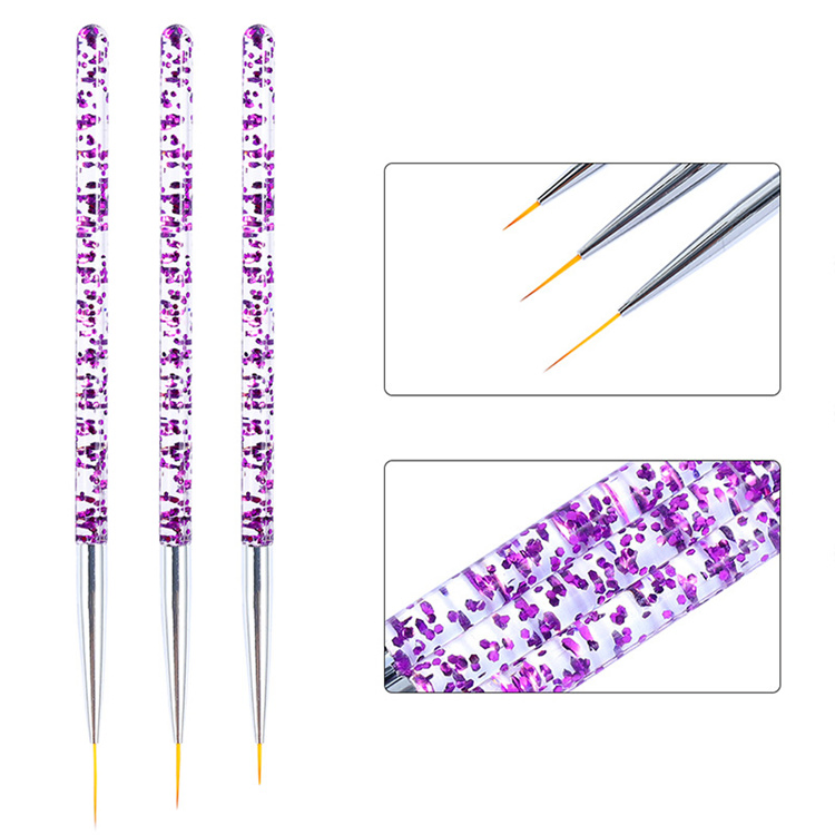 Professional Custom Logo Nail Drawing Point Pen Acrylic Hnadle Nylon Hair Nail Art Painting Line 3D Nail Brush Set