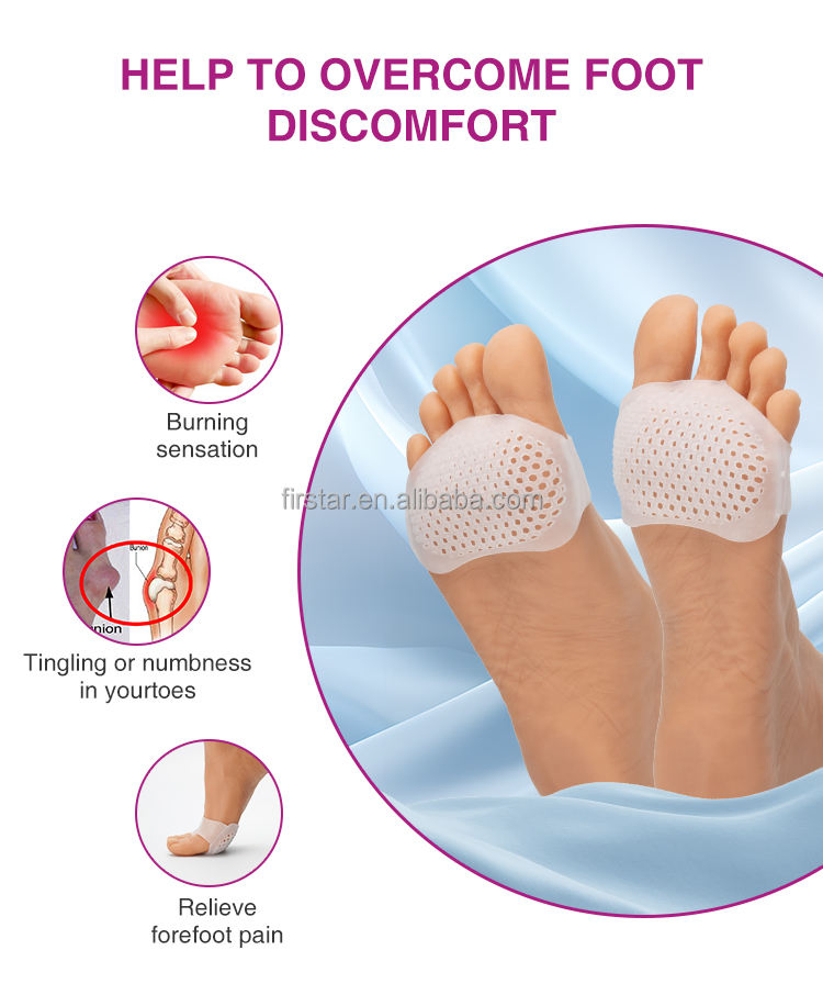 Silicone Sports Support Forefoot Pad Soft Gel Foot Cushion for Relief Pain