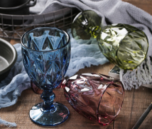 Deacory Blue Gold Pink Brass Colored Wine Goblet Glasses for Wedding