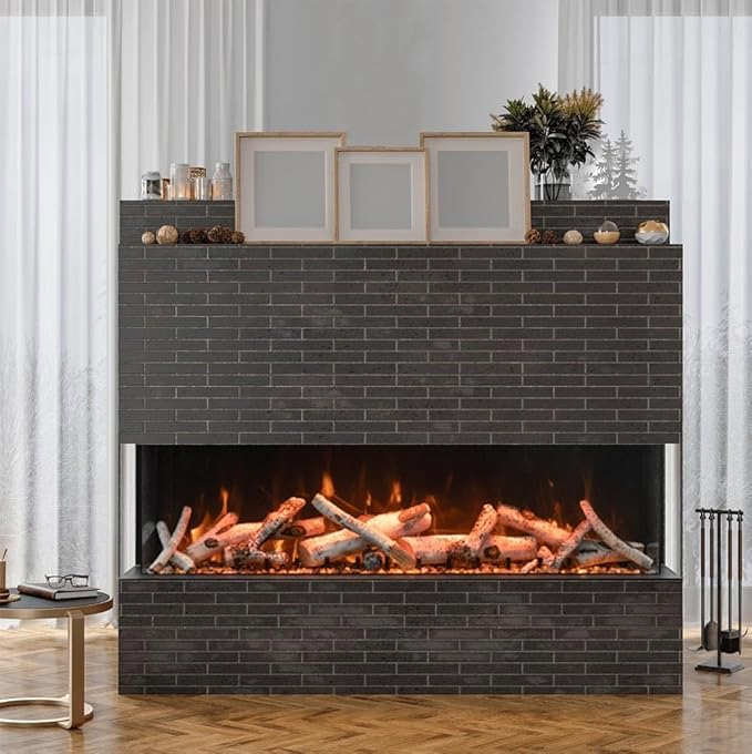 Glass LED Wall Home Appliance Home Furniture 3 Sided Electric Fireplace